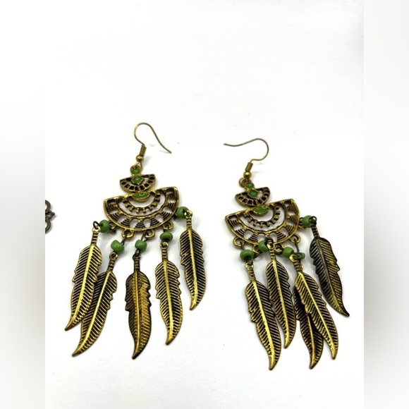 Earring Lot Boho Hippie Dangle Earrings 6 pairs Fun Beads Rhinestones Dangle - Picture 4 of 8